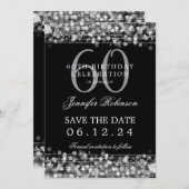 Zilver 60e verjaardag Bewaar de datum met details Kaart (Voorkant / Achterkant)