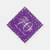 Zilver 70th Birthday Glitter Confetti Paars Servet (Hoek)