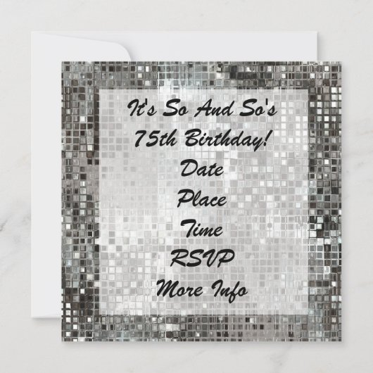 Zilver 75th of om het even welke Age uitnodiging v (Achterkant)