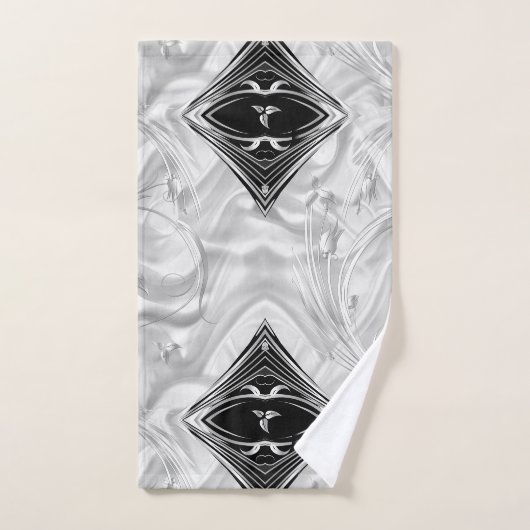 Zilver Abstracte bloemen op zijde en kunst Bad Handdoek (Handdoek)