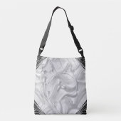 Zilver Abstracte bloemen op zijde en kunst Crossbody Tas (Achterkant)