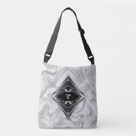 Zilver Abstracte bloemen op zijde en kunst Crossbody Tas