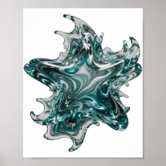 Zilver ABSTRACTE KUNST Abstract ontwerp Poster (Voorkant)