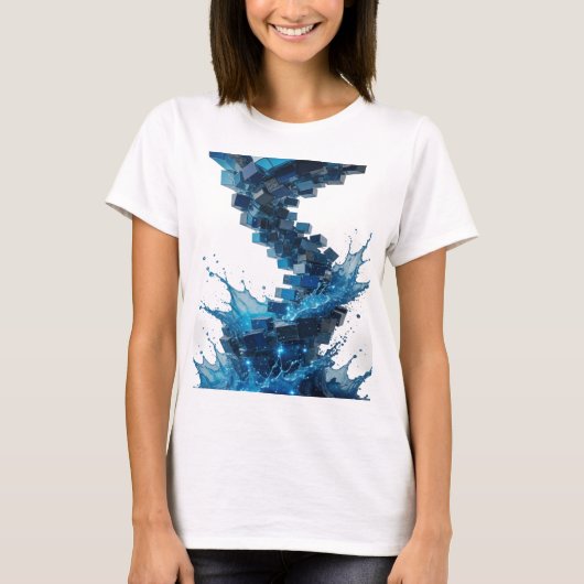 Zilver ABSTRACTE KUNST Maatwerk T-shirt (Voorkant)