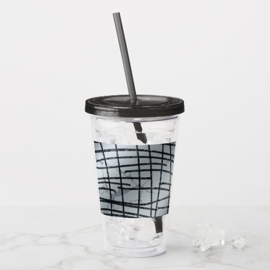 Zilver Abstracte lijnen Acryl Drinkbeker (Voorkant ijs)