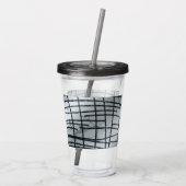 Zilver Abstracte lijnen Acryl Drinkbeker (Achterkant)
