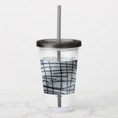 Zilver Abstracte lijnen Acryl Drinkbeker (Voorkant)