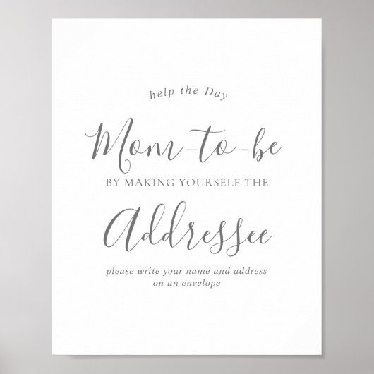 Zilver Adres Een Envelop Baby shower Teken Poster (Voorkant)