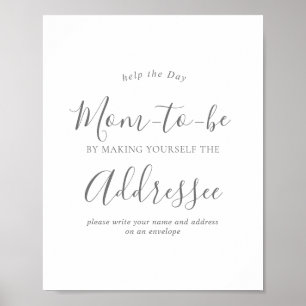 Zilver Adres op een Envelop Baby Shower Bord Poster
