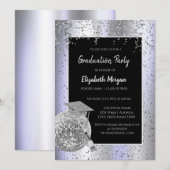 Zilver Afstudeerder Pet, Disco Ball Confetti, Wijn Kaart (Voorkant / Achterkant)