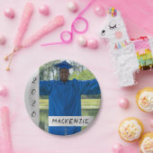 Zilver Afstuderen | Foto van Chic Modern Afstudeer Papieren Bordje (Feest)