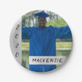 Zilver Afstuderen | Foto van Chic Modern Afstudeer Papieren Bordje (Voorkant)