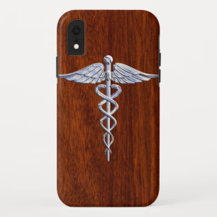 Zilver als Caduceus Medical Symbol Mahogany Print Case-Mate iPhone Case