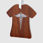 Zilver als Caduceus Medical Symbol Mahogany Print Ornament (voorkant)