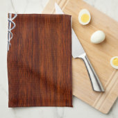 Zilver als Caduceus Medical Symbol Mahogany Print Theedoek (Quarter Fold)