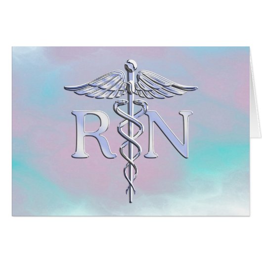 Zilver als RN Caduceus Medical Moeder Pearl (Voorkant Horizontaal)