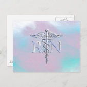 Zilver als RN Caduceus Medical Moeder Pearl Briefkaart (Voorkant / Achterkant)