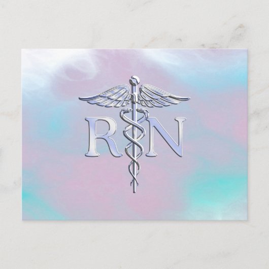Zilver als RN Caduceus Medical Moeder Pearl Briefkaart (Voorkant)