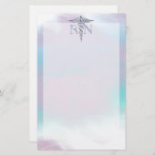 Zilver als RN Caduceus Medical Moeder Pearl Briefpapier (Voorkant / Achterkant)