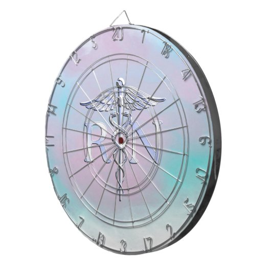 Zilver als RN Caduceus Medical Moeder Pearl Dartbord (Voorkant Rechts)