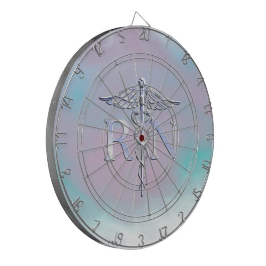 Zilver als RN Caduceus Medical Moeder Pearl Dartbord (Voorkant Links)