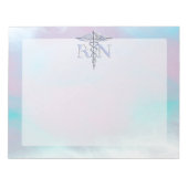 Zilver als RN Caduceus Medical Moeder Pearl Notitieblok (Voorkant)