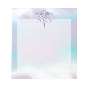 Zilver als RN Caduceus Medical Moeder Pearl Notitieblok