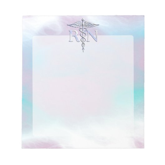 Zilver als RN Caduceus Medical Moeder Pearl Notitieblok (Voorkant)