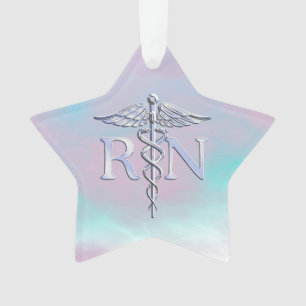 Zilver als RN Caduceus Medical Moeder Pearl Ornament