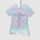 Zilver als RN Caduceus Medical Moeder Pearl Ornament (voorkant)