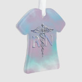 Zilver als RN Caduceus Medical Moeder Pearl Ornament (voorkant)