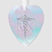 Zilver als RN Caduceus Medical Moeder Pearl Ornament (voorkant)