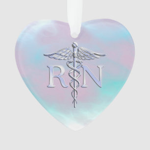 Zilver als RN Caduceus Medical Moeder Pearl Ornament
