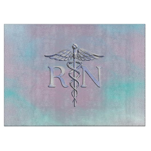 Zilver als RN Caduceus Medical Moeder Pearl Snijplank (Voorkant)