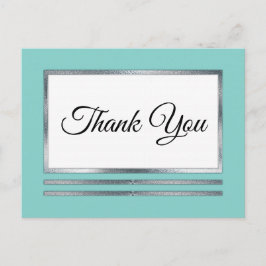 Zilver | Aqua Modern Eenvoudig Elegant Dank u Briefkaart