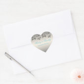 Zilver, Aqua, zwart bloemig hart gevormd Sticker (Envelop)