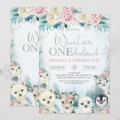 Zilver Arctisch Dier Winter Nederland Verjaardag Kaart (Voorkant / Achterkant)