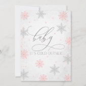 Zilver Baby Het is koud buiten Penguin Baby shower Kaart (Achterkant)