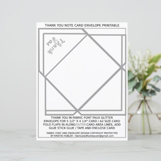 Zilver Bedankt Card Enveloppapier (Staand voorkant)