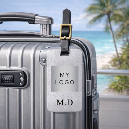 Zilver bedrijf logo monogram bagagelabel