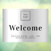Zilver bedrijf logo welkom openingstijden raamsticker (Vel 3)