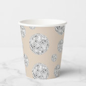 Zilver & Beige Retro Disco Bal Bruidsdouche Papieren Bekers (Voorkant)