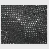 Zilver bestudeerde zwarte lederen stof cadeaupapier (Vlak)