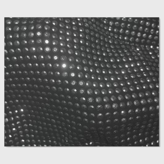 Zilver bestudeerde zwarte lederen stof cadeaupapier (Vlak)