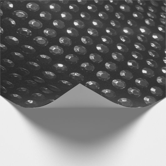 Zilver bestudeerde zwarte lederen stof cadeaupapier (Hoek)