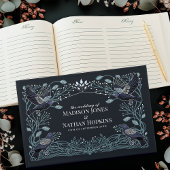 Zilver Betoverde Gotische Raven Bloemen Huwelijk Gastenboek
