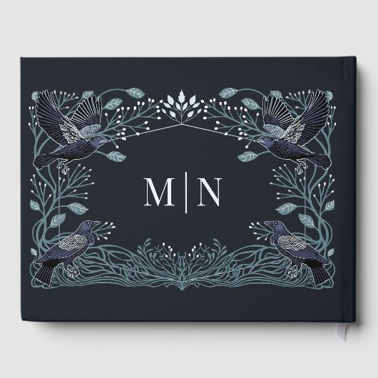 Zilver Betoverde Gotische Raven Bloemen Huwelijk Gastenboek (Achterkant)
