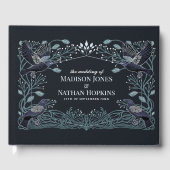 Zilver Betoverde Gotische Raven Bloemen Huwelijk Gastenboek (Voorkant)