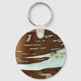 Zilver Birch Natural Tree Bark Sleutelhanger