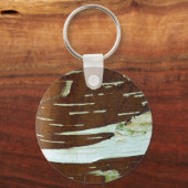 Zilver Birch Natural Tree Bark Sleutelhanger (Voorkant)